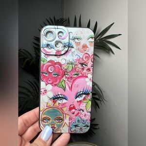 NWT Whimsical Celestial Art IPhone 14 Case - Pink and White